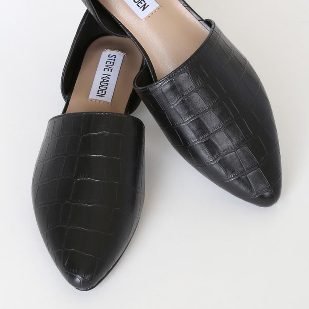 Steve Madden Talent Black Crocodile Flat